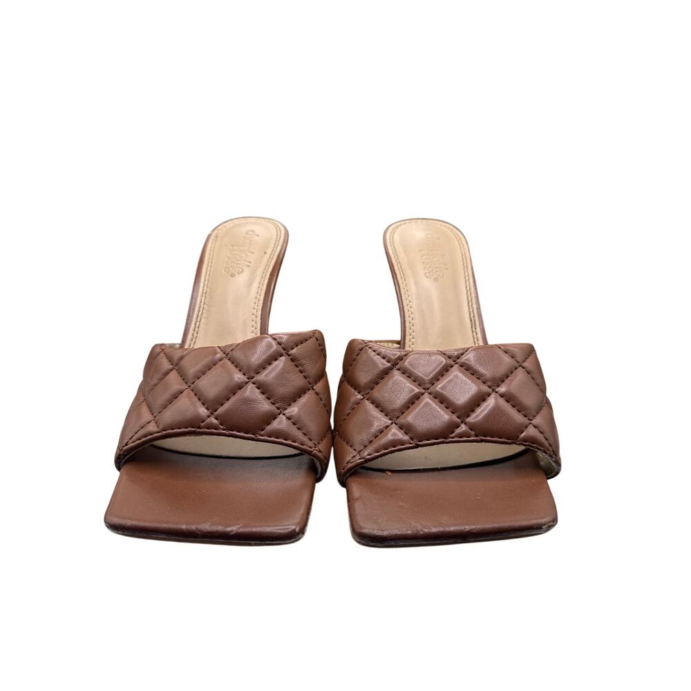 Charlotte Russe Brown Quilted Slide Sandals‎ Heeled Mules Size 6
